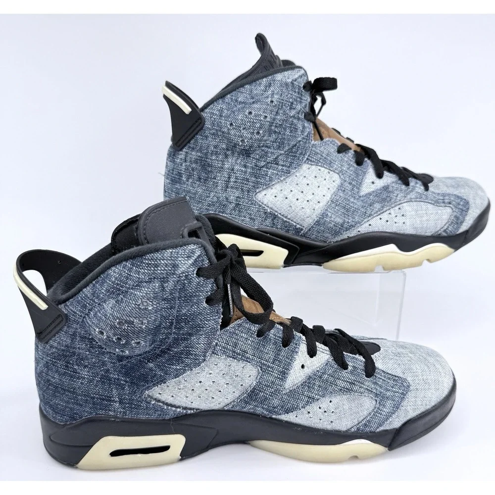 Air Jordan 6 Retro Washed Denim Mens 10.5 Blue Black CT5350-401 Basketball